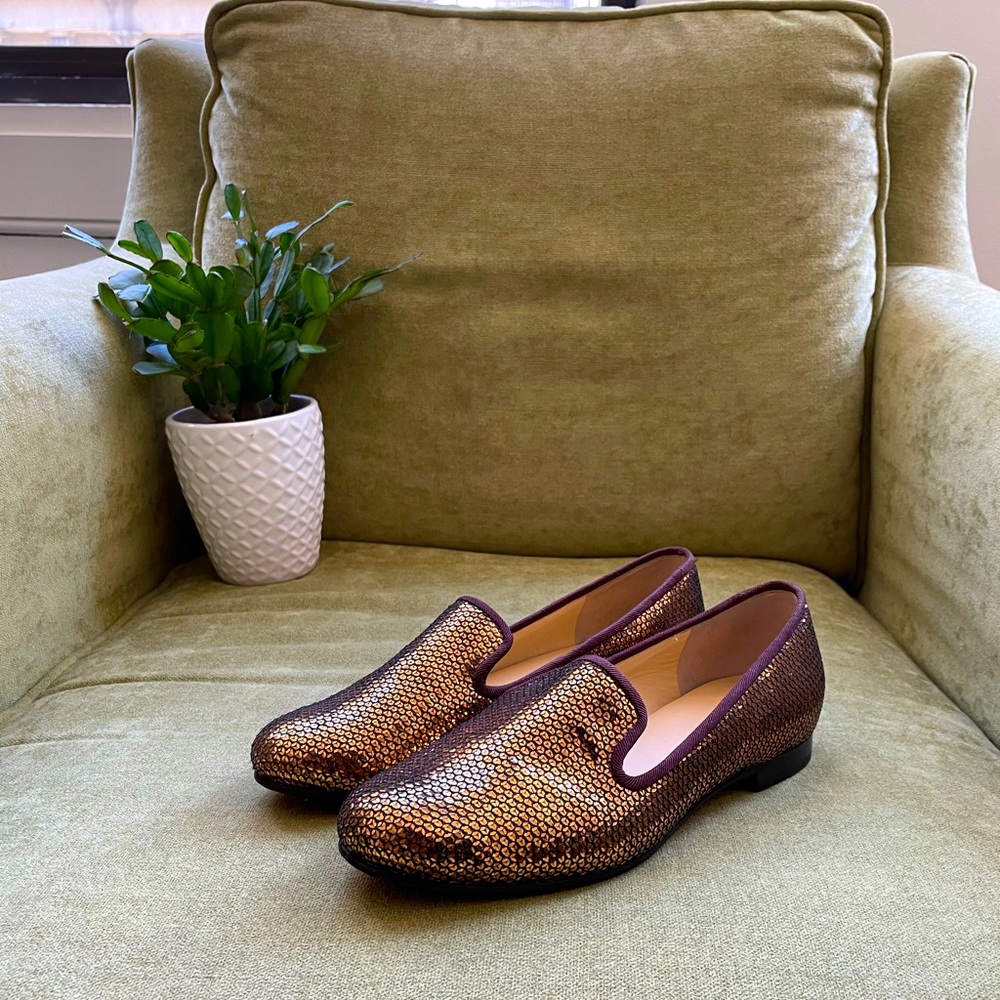 🍁 New Cole Haan Bronze Sequin Smoking Slippers